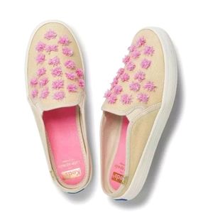 Kate Spade Keds Double Decker Mule Pom-Pom Raffia Size 8